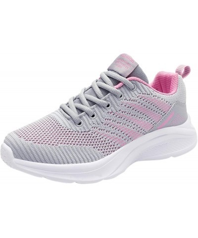 Walking Shoes for Women - Women Mesh Round Cross Straps Flat Sneakers Running Shoes Z-06 Grey $14.41 Athletic Shoes