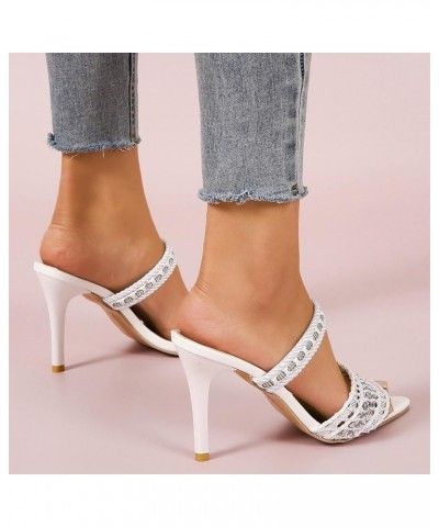 Heels for Women Strappy Sandals Chunky Pumps Low Heels Open Toe Block Heels for Daily Wear Women'S Heeled Sandals Z 04-white ...