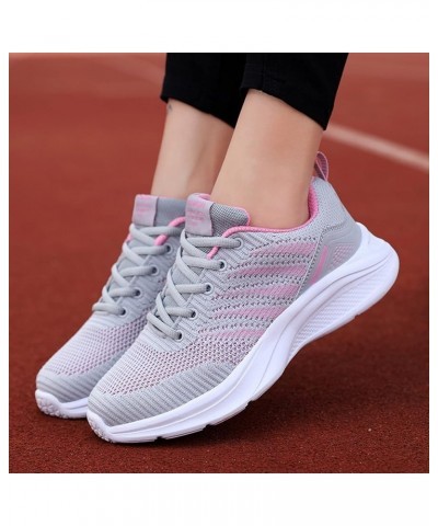 Walking Shoes for Women - Women Mesh Round Cross Straps Flat Sneakers Running Shoes Z-06 Grey $14.41 Athletic Shoes