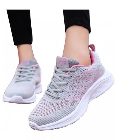 Walking Shoes for Women - Women Mesh Round Cross Straps Flat Sneakers Running Shoes Z-06 Grey $14.41 Athletic Shoes