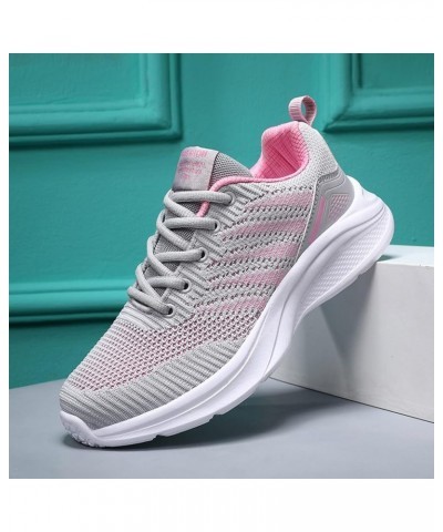 Walking Shoes for Women - Women Mesh Round Cross Straps Flat Sneakers Running Shoes Z-06 Grey $14.41 Athletic Shoes