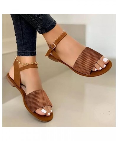 womens gladiator sandals Sandals for Women wide feet ankle strap flat sandal Open Toe Flat Sandal Z 15-brown $16.28 Sandals