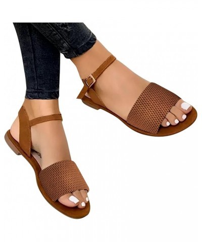 womens gladiator sandals Sandals for Women wide feet ankle strap flat sandal Open Toe Flat Sandal Z 15-brown $16.28 Sandals