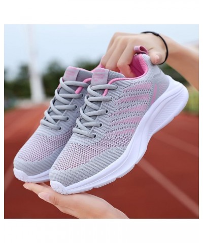 Walking Shoes for Women - Women Mesh Round Cross Straps Flat Sneakers Running Shoes Z-06 Grey $14.41 Athletic Shoes