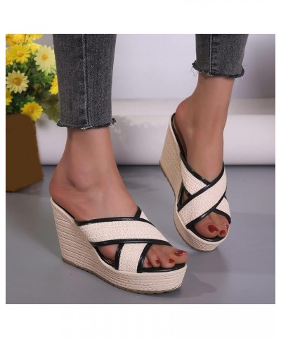 Women's Flat Sandals Stretch Support Slip Women's Platform Wedge Sandals Stretch Ladies Yoga Black $22.79 Sandals