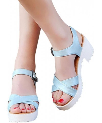 Earth Sandals for Women Size 10 Women Ripple Sandals Platform Wedge Sandals Fuzzy Slipper Sandals Women with 1-blue $8.10 San...