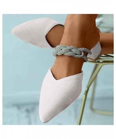 Toe Slippers Heels Summer Shoes Breathable Women Rhinestones Sandals Beach Fashion Comfortable Pointed Women's Sandals Lace u...