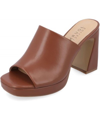 Womens Ezzlynn Platform Heel with Open Toe and Slip On Heel Brown $19.38 Sandals