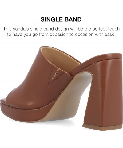 Womens Ezzlynn Platform Heel with Open Toe and Slip On Heel Brown $19.38 Sandals