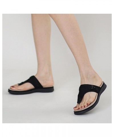 Flat Sandals Wedges Shoes Women Sandals Comfort with Elastic Ankle Strap Casual Bohemian Beach Shoes Slip On Black 8.5 $17.32...