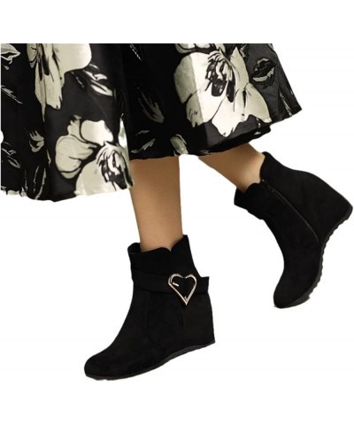 Student Sweet Booties Ladies Wedge Heel Ankle Boots Chelsea Short Boots with Buckle Autumn Winter Retro Suede Booties Women P...