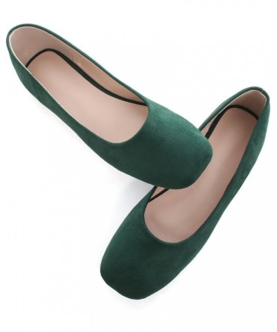 Ballets Flats for Women Square Toe Slip on Comfortable Flat Shoes Walking Dress Flats Loafers A Green $17.70 Flats