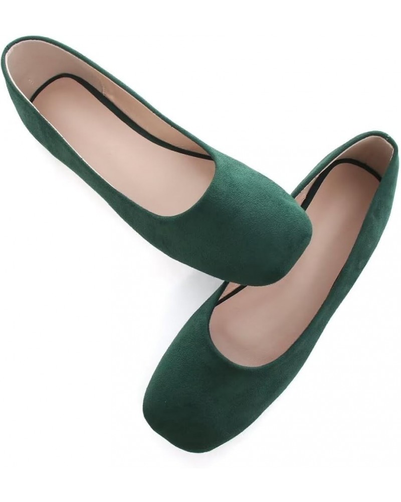 Ballets Flats for Women Square Toe Slip on Comfortable Flat Shoes Walking Dress Flats Loafers A Green $17.70 Flats