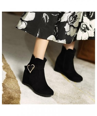 Student Sweet Booties Ladies Wedge Heel Ankle Boots Chelsea Short Boots with Buckle Autumn Winter Retro Suede Booties Women P...