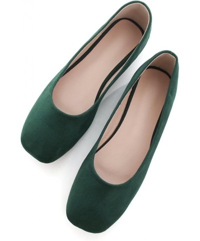 Ballets Flats for Women Square Toe Slip on Comfortable Flat Shoes Walking Dress Flats Loafers A Green $17.70 Flats