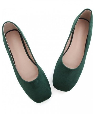 Ballets Flats for Women Square Toe Slip on Comfortable Flat Shoes Walking Dress Flats Loafers A Green $17.70 Flats