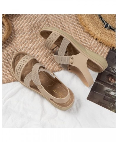 Womens Flat Sandals, Womens Flats Peep Toe Beach Shoes Open Toe Ankle Bottom Roman Sandals Z 04-beige $13.87 Sandals