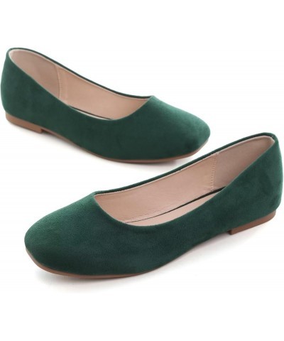 Ballets Flats for Women Square Toe Slip on Comfortable Flat Shoes Walking Dress Flats Loafers A Green $17.70 Flats