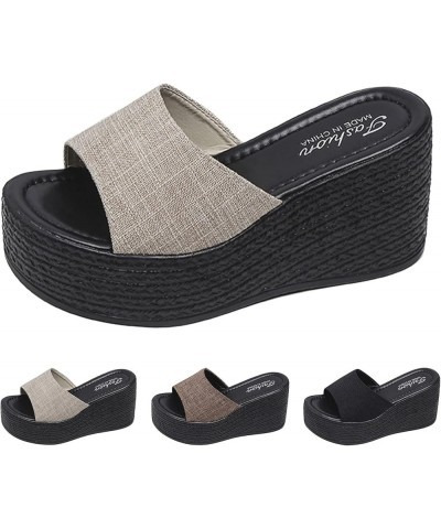 Women's Wedge Sandals Slip On Slide Open Toe Summer Beach Casual Dress Espadrilles Comfortable Heels Shoes B-brown $17.68 San...