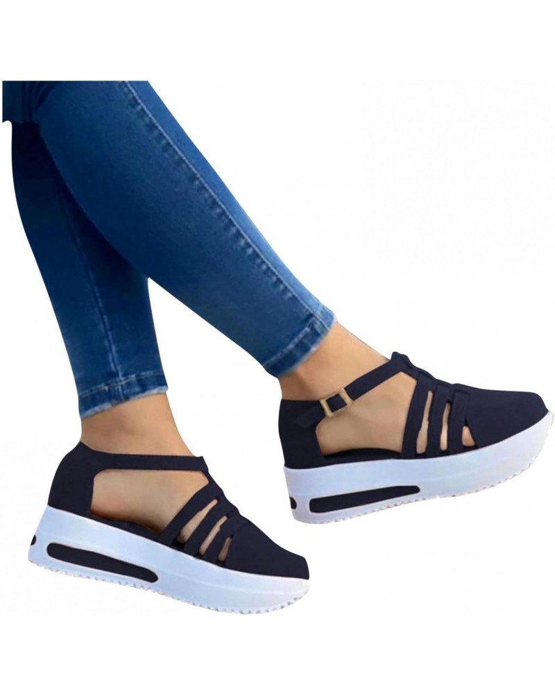 Sandals for Women Dressy Summer,Platform Closed-Toe Sandals Ankle Buckle Strap Summer Beach Outdoor Women Shoes $14.80 Sandals