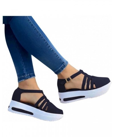 Sandals for Women Dressy Summer,Platform Closed-Toe Sandals Ankle Buckle Strap Summer Beach Outdoor Women Shoes $14.80 Sandals