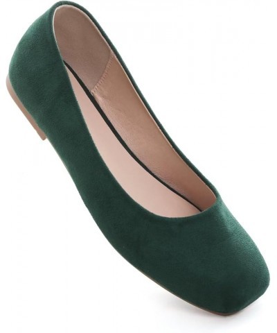 Ballets Flats for Women Square Toe Slip on Comfortable Flat Shoes Walking Dress Flats Loafers A Green $17.70 Flats