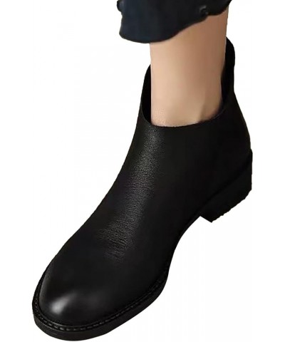 Cowboy Boots for Women Hiking Boots for Women Faux Leather Flats Boots Ankle Booties for Women With Heel Z 02-black $15.79 Boots