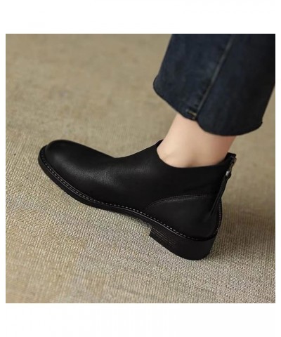 Cowboy Boots for Women Hiking Boots for Women Faux Leather Flats Boots Ankle Booties for Women With Heel Z 02-black $15.79 Boots