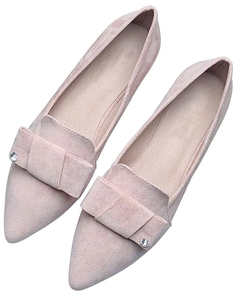 Knotted Ballet Flats for Women Comfortable Women's Flat Shoes Pointed Toe Slip on Loafers Shoes Women Dressy 76-suede-cute Pi...