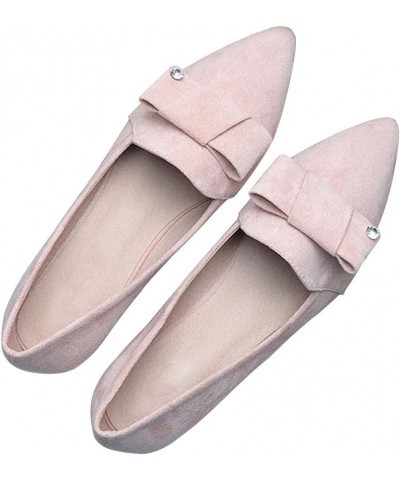 Knotted Ballet Flats for Women Comfortable Women's Flat Shoes Pointed Toe Slip on Loafers Shoes Women Dressy 76-suede-cute Pi...