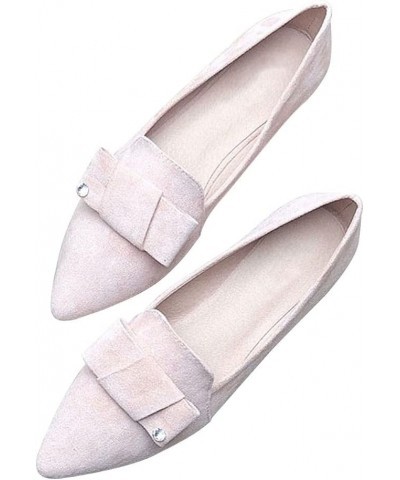 Knotted Ballet Flats for Women Comfortable Women's Flat Shoes Pointed Toe Slip on Loafers Shoes Women Dressy 76-suede-cute Pi...