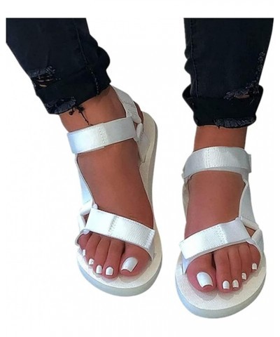 Sandals Women Dressy,Womens 2023 Flats Sandals Open Toe Slippers Flip Flops Summer Casual Roman Platform Shoes White $12.26 S...