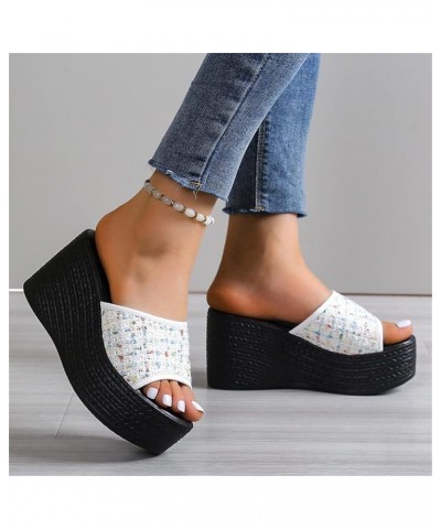 Womens Wedge Sandals Dressy Summer Open Toe Platform Slide Sandals Casual Wedges Shoes Outdoor Beach Slides White 8.5 $9.83 S...