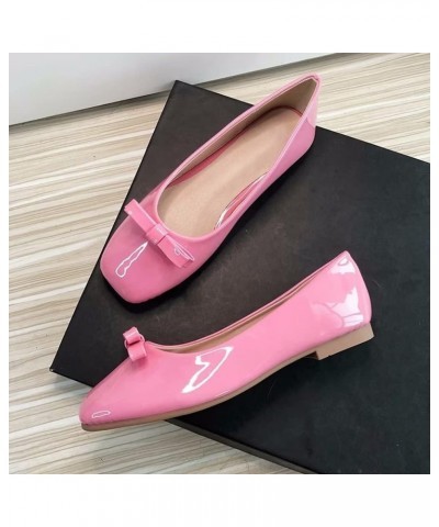 Womens Bowknot Flats Square Toe Suede Flats Slip On Casual Loafers Comfortable Walking Shoes B Peach Red $16.75 Loafers & Sli...