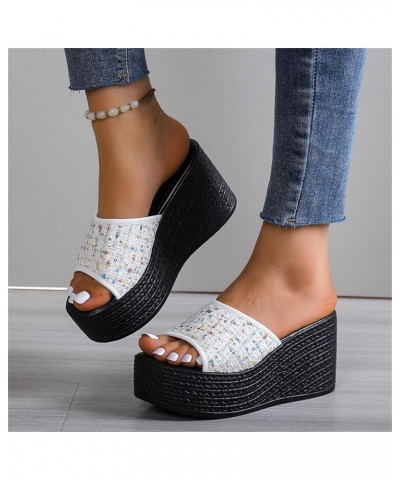 Womens Wedge Sandals Dressy Summer Open Toe Platform Slide Sandals Casual Wedges Shoes Outdoor Beach Slides White 8.5 $9.83 S...