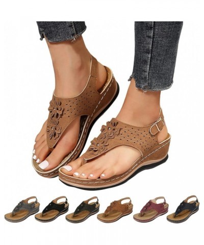 Orthopedic Sandals for Women Dressy Flip Flops Sandal with Arch Support Floral Summer Platform Slip On Slides Shoes 03-brown ...