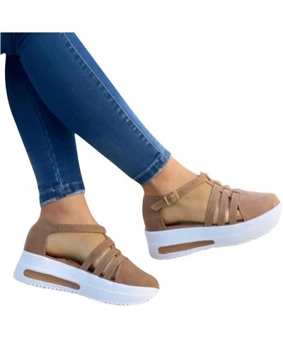 Platform Cusual Shoes for Ladies, Breathable Ladies Shoes Buckle Strap Walking (women sandals2-Gold, 9.5-10) Women Sandals3-b...