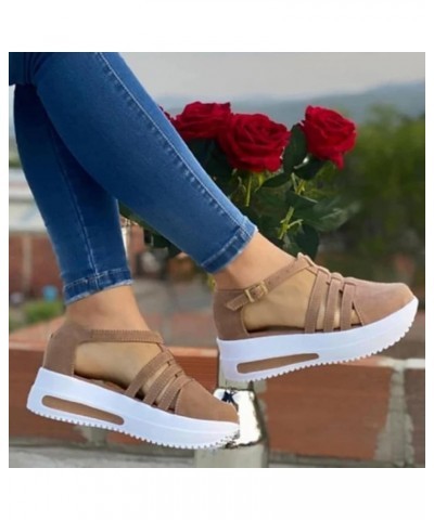 Platform Cusual Shoes for Ladies, Breathable Ladies Shoes Buckle Strap Walking (women sandals2-Gold, 9.5-10) Women Sandals3-b...