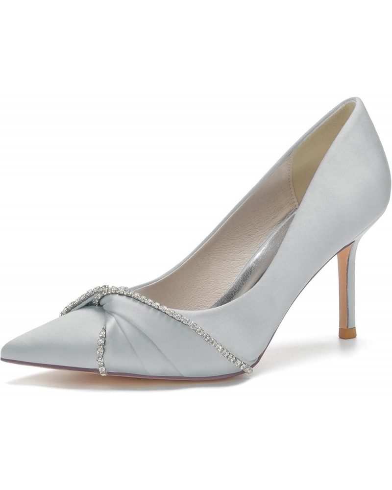 Women Pointed Toe Transparent Kitten Low Heel Slingback Shoes Pointed Toe Clear Ankle Strap Pumps Silver $31.50 Pumps