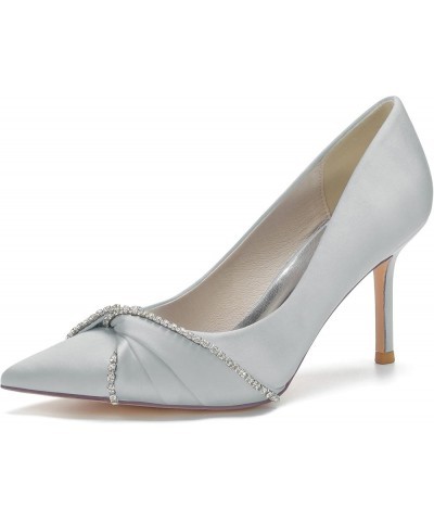 Women Pointed Toe Transparent Kitten Low Heel Slingback Shoes Pointed Toe Clear Ankle Strap Pumps Silver $31.50 Pumps