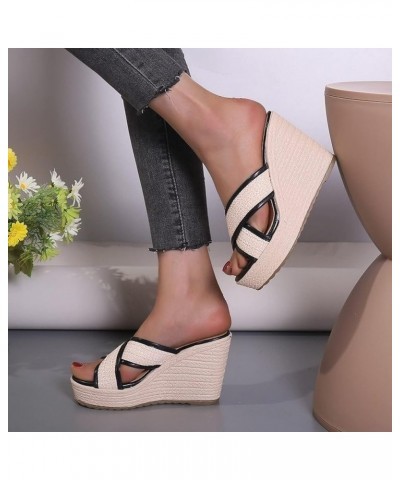 Women's Flat Sandals Stretch Support Slip Women's Platform Wedge Sandals Stretch Ladies Yoga Black $22.79 Sandals