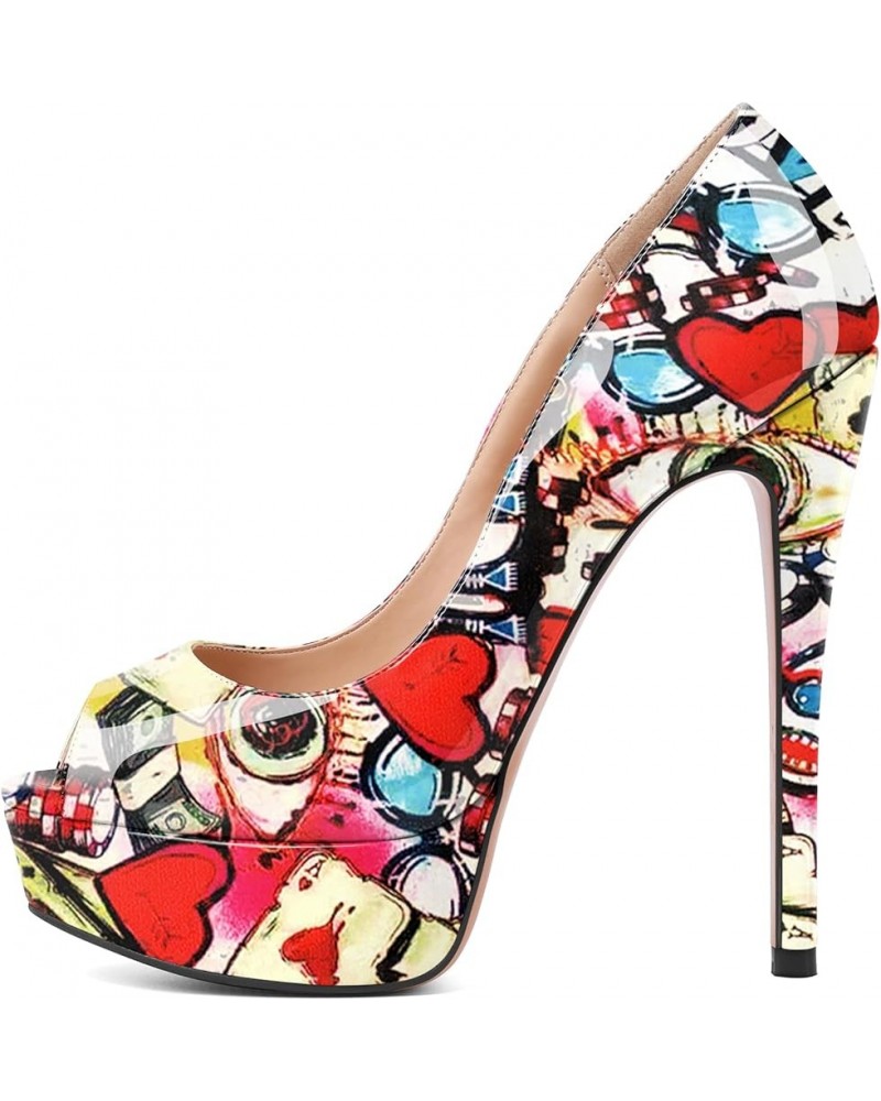 Women's Peep Toe Pumps Platform High Heel Sandals Dress Shoes Multi Color $40.49 Sandals