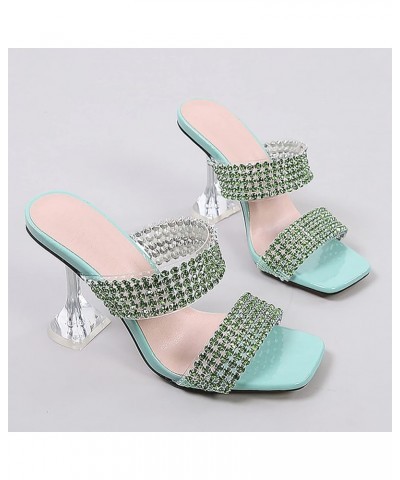 Foreign Trade Summer Fashion Wine Cup Heel Flip Flop Women's Shoes Diamond Square Head High Heel Sandals Brash Shoes for Wome...