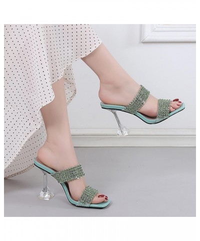 Foreign Trade Summer Fashion Wine Cup Heel Flip Flop Women's Shoes Diamond Square Head High Heel Sandals Brash Shoes for Wome...