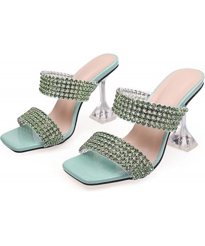 Foreign Trade Summer Fashion Wine Cup Heel Flip Flop Women's Shoes Diamond Square Head High Heel Sandals Brash Shoes for Wome...