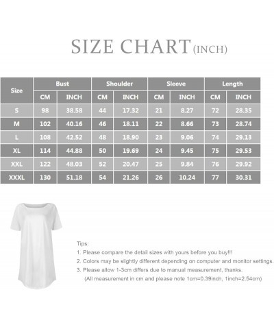 Womens Short Sleeve Shirts Printed Loose Blouse Dress Casual Plus Size O Neck Tops 2024 Pullover T Shirt Daily Tees 3-dark Gr...