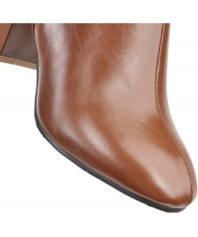 Women's Thick Heel High Heel Square Head Fashionable Versatile Warm And Comfortable Boots Insulated Boots Women Brown $23.61 ...