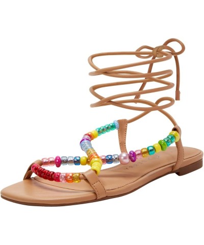 Women's The Halie Bead Sandal Flat Biscotti/Gold $24.63 Sandals