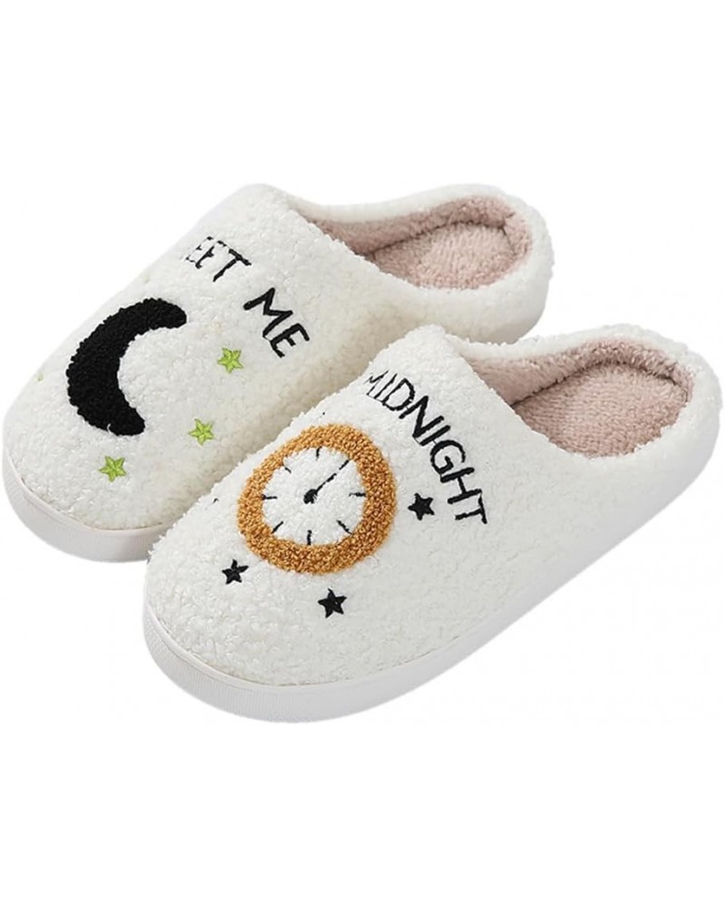 Cute Happy Face Slippers for Women Men, Retro Soft Plush Warm Cushioned Lightweight Non-Slip House Slippers Cozy Indoor Outdo...