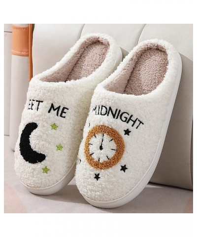 Cute Happy Face Slippers for Women Men, Retro Soft Plush Warm Cushioned Lightweight Non-Slip House Slippers Cozy Indoor Outdo...